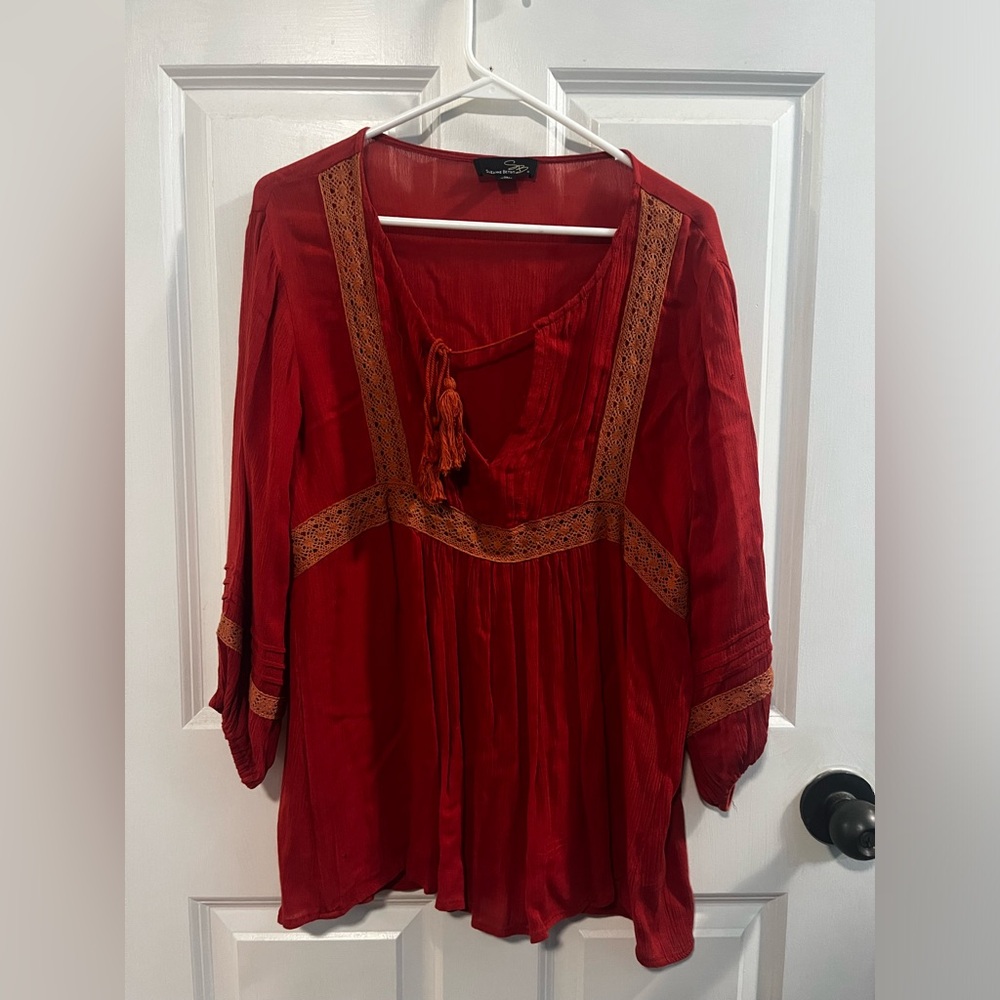Rust Color Long Sleeve Blouse